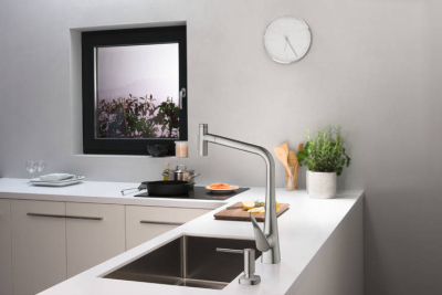 HansGrohe Metris Select M71 Tek Kollu Eviye Bataryası 320, Çekilebilir El Duşu, 2Jet, Sbox - 73816800 - 2