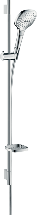 Hansgrohe Raindance Select E Beyaz Krom Duş Seti 120 3 Jet, 90 cm Duş Barı ve Sabunluk - 26621400 - Hansgrohe