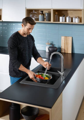 HansGrohe Talis M51 Tek Kollu Eviye Bataryası 160, Çekilebilir El Duşu, 2Jet, Sbox - 73850000 - 2