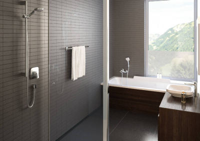 Hansgrohe Tek Kollu Duş Bataryası Yüksek Debi, Ankastre Montaj, Krom  - 71607000 - 2