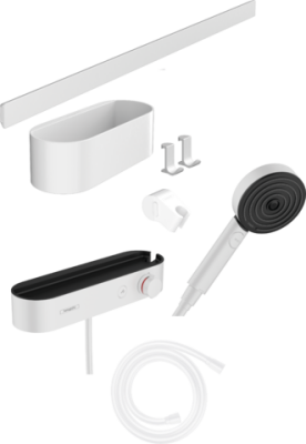HansGrohe Wallstoris Set El Duşu 105 3Jet Ecosmart Activation, Termostat, 70 Cm Duş Barı Ve Depolama Seti - 24250700 - 1
