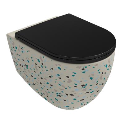 İsvea İnfinity Clearim Plus Asma Klozet Seti, Terrazzo Fildişi ( Klozet Kapağı Dahildir ) - 2