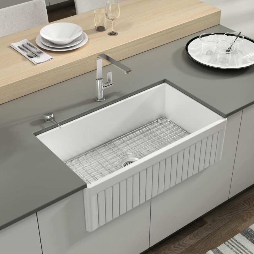 İsvea Ledro Beyaz Seramik Eviye - Tek Gözlü, 76 Cm - İsvea (1)