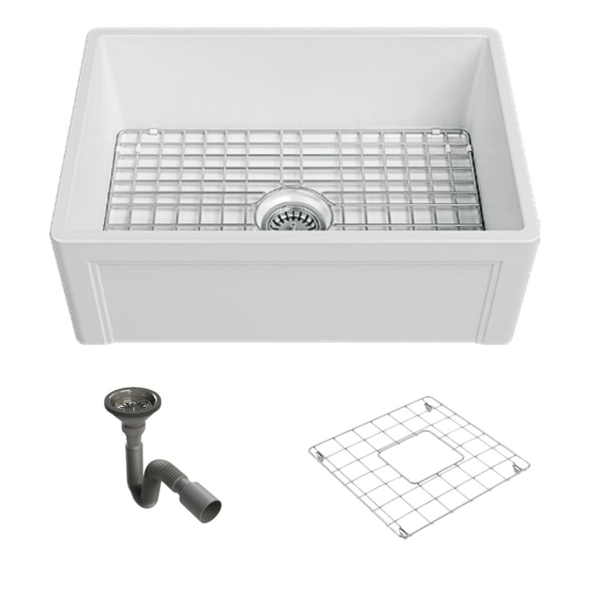 İsvea Lugano Beyaz Seramik Eviye Seti -Tek Gözlü, 69 Cm - İsvea