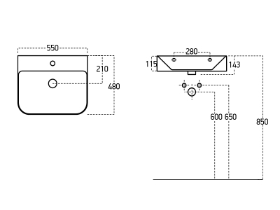 Lucco Allecra Tezgah Üstü Lavabo 55 cm, Mat Antrasit - 2
