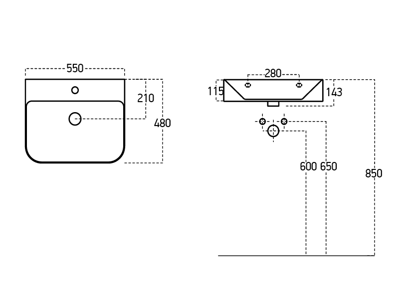 Lucco Allecra Tezgah Üstü Lavabo 55 cm, Mat Siyah - Lucco (1)