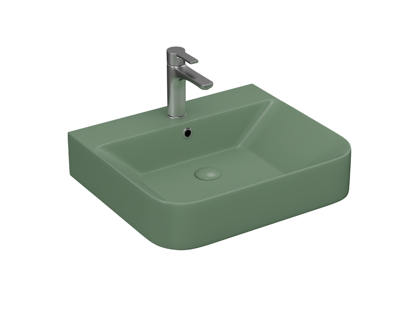 Lucco Allecra Tezgah Üstü Lavabo 55 cm, Mat Yeşil - Lucco