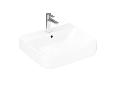 Lucco Allecra Tezgah Üstü Lavabo 55 cm, Parlak Beyaz - 1
