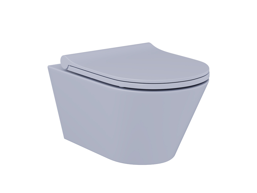 Lucco Avva Rimless Asma Klozet Mat Buz Mavi, 53 cm ( Klozet Kapağı Dahil ) - Lucco