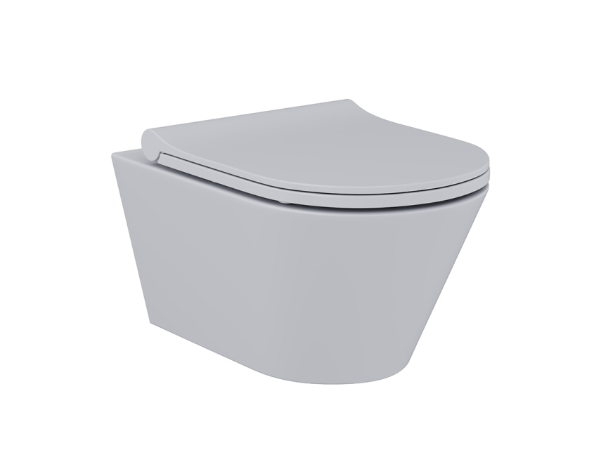 Lucco Avva Rimless Asma Klozet Mat Gümüş Gri, 53 cm ( Klozet Kapağı Dahil ) - Lucco