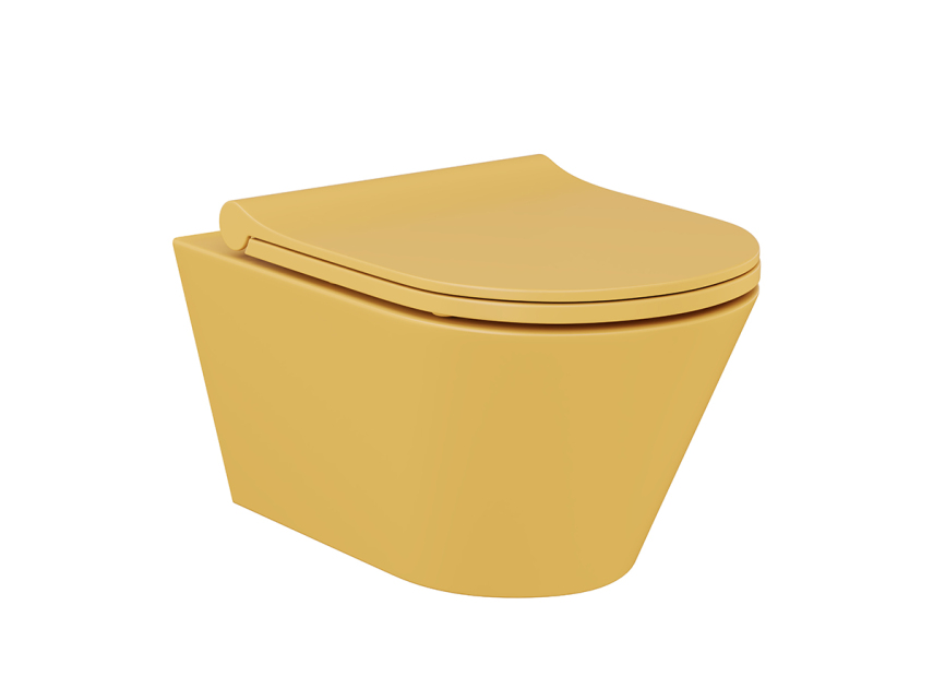 Lucco Avva Rimless Asma Klozet Mat Hardal Sarı, 53 cm ( Klozet Kapağı Dahil ) - Lucco