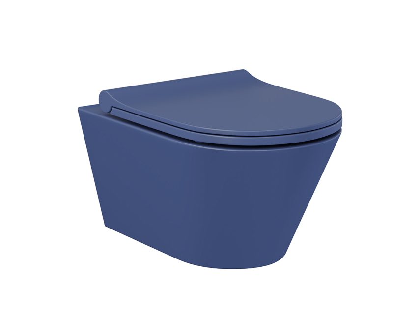 Lucco Avva Rimless Asma Klozet Mat Petrol Mavi, 53 cm ( Klozet Kapağı Dahil ) - Lucco