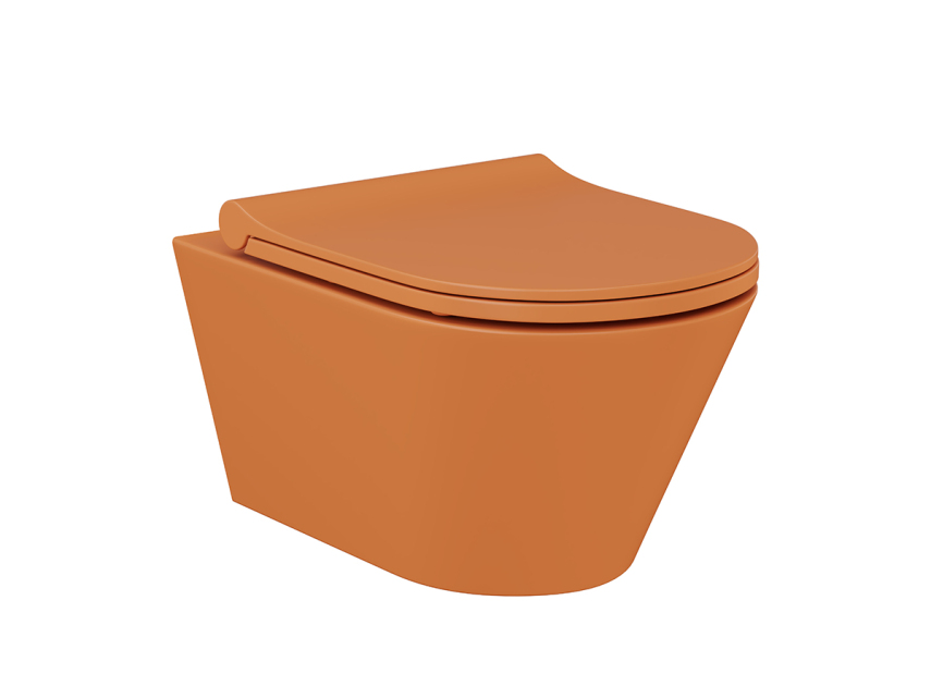 Lucco Avva Rimless Asma Klozet Mat Turuncu, 53 cm ( Klozet Kapağı Dahil ) - Lucco