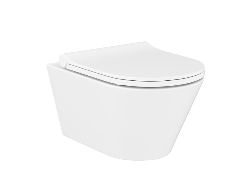 Lucco Avva Rimless Asma Klozet Parlak Beyaz, 53 cm ( Klozet Kapağı Dahil ) - Lucco