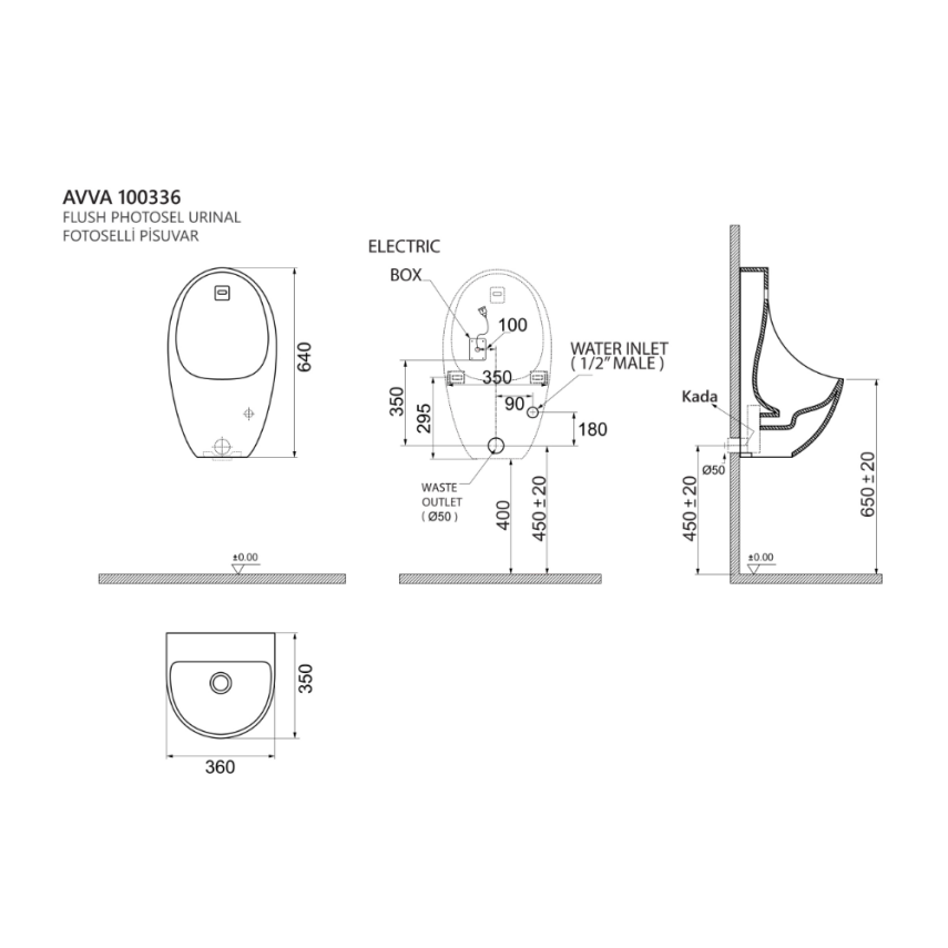 Lucco Avva Elektrikli Fotoselli Pisuvar, Mat Antrasit - Lucco (1)
