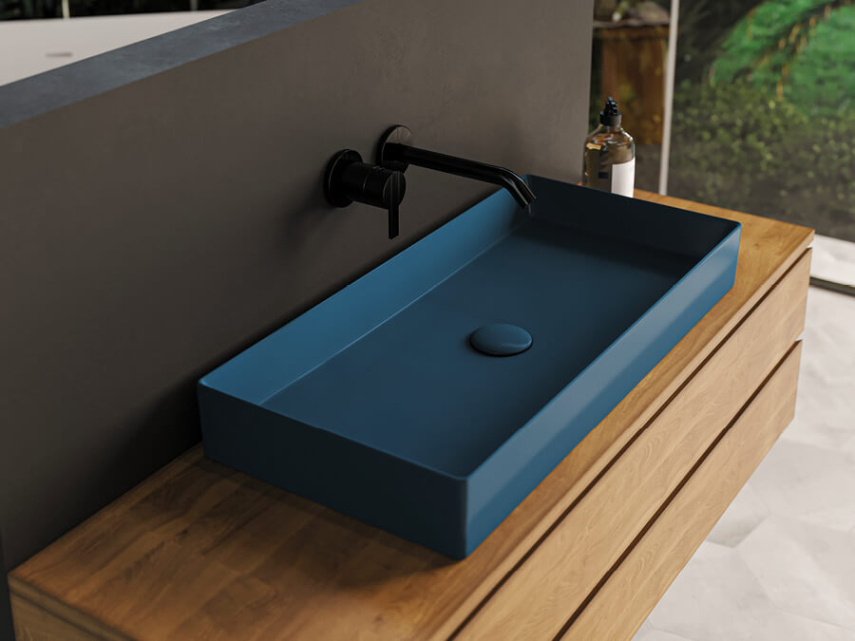 Lucco Balance Çanak Lavabo 75 cm, Mat Petrol Mavi - Lucco