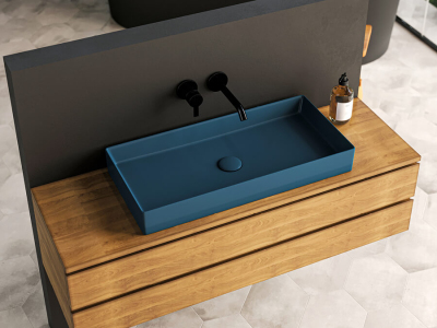 Lucco Balance Çanak Lavabo 75 cm, Mat Petrol Mavi - 3