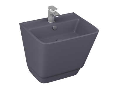 Lucco Bello Asma Monoblok Lavabo 52 cm, Mat Antrasit - 1