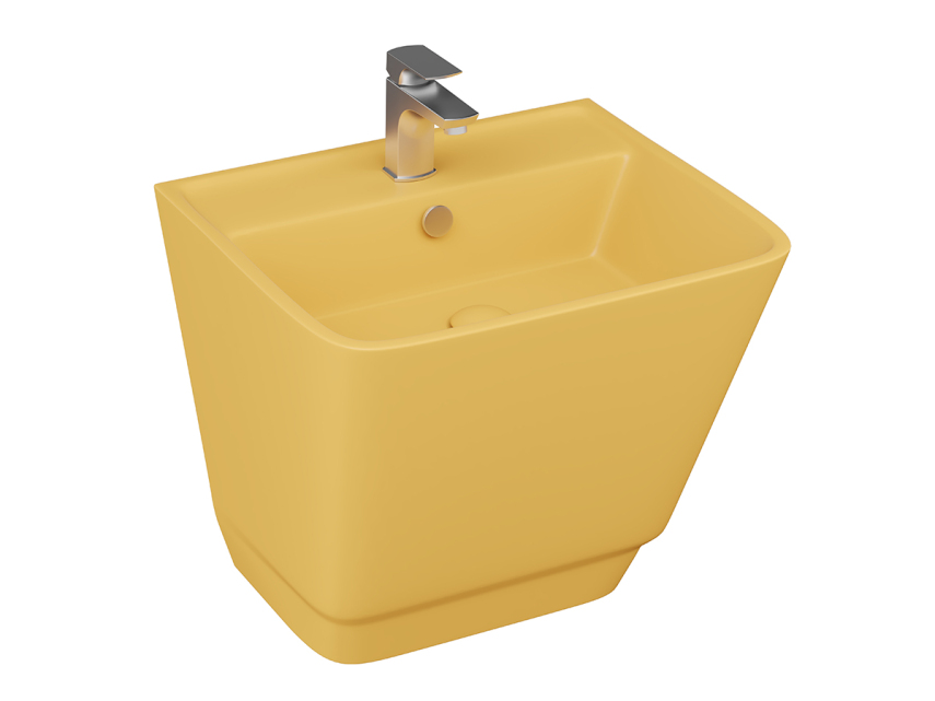 Lucco Bello Asma Monoblok Lavabo 52 cm, Mat Hardal Sarı - Lucco
