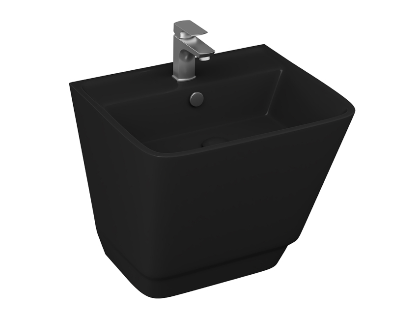 Lucco Bello Asma Monoblok Lavabo 52 cm, Mat Siyah - Lucco
