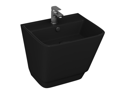 Lucco Bello Asma Monoblok Lavabo 52 cm, Parlak Siyah - 1