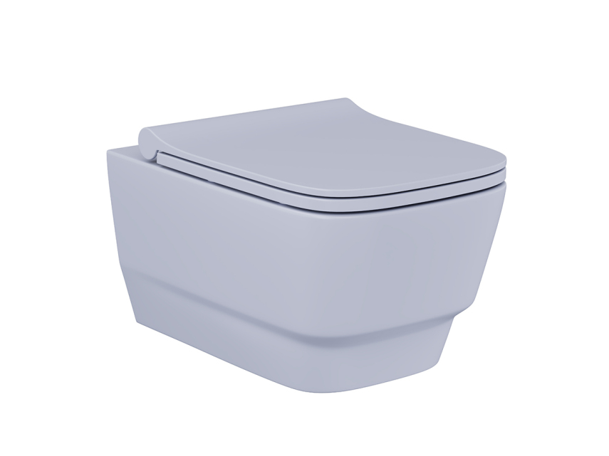 Lucco Bello Rimless Asma Klozet Mat Buz Mavi 53 cm ( Klozet Kapağı Dahil ) - Lucco