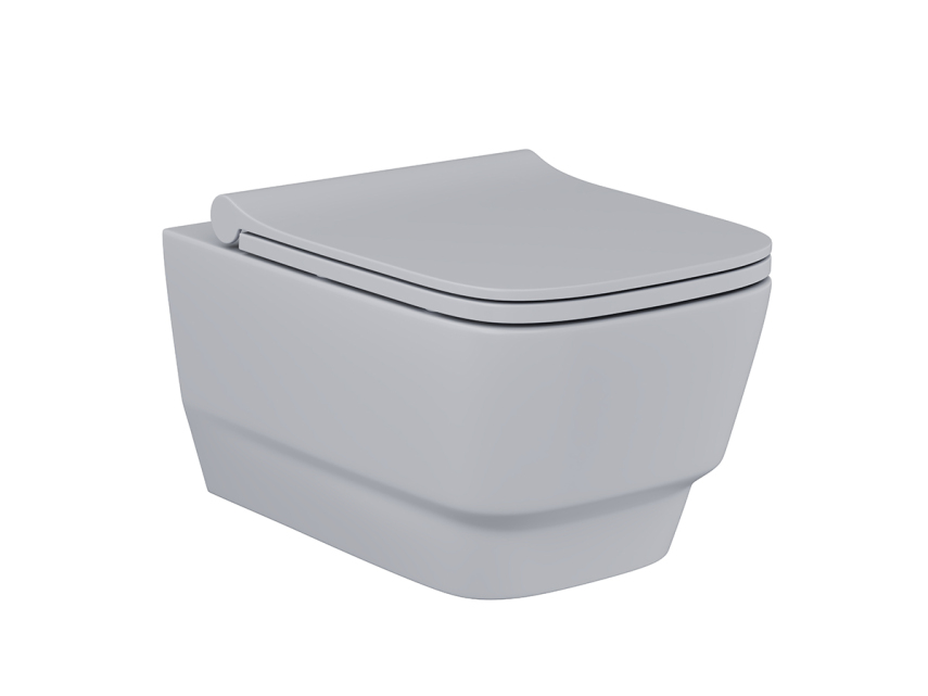 Lucco Bello Rimless Asma Klozet Mat Gümüş Gri 53 cm ( Klozet Kapağı Dahil ) - Lucco