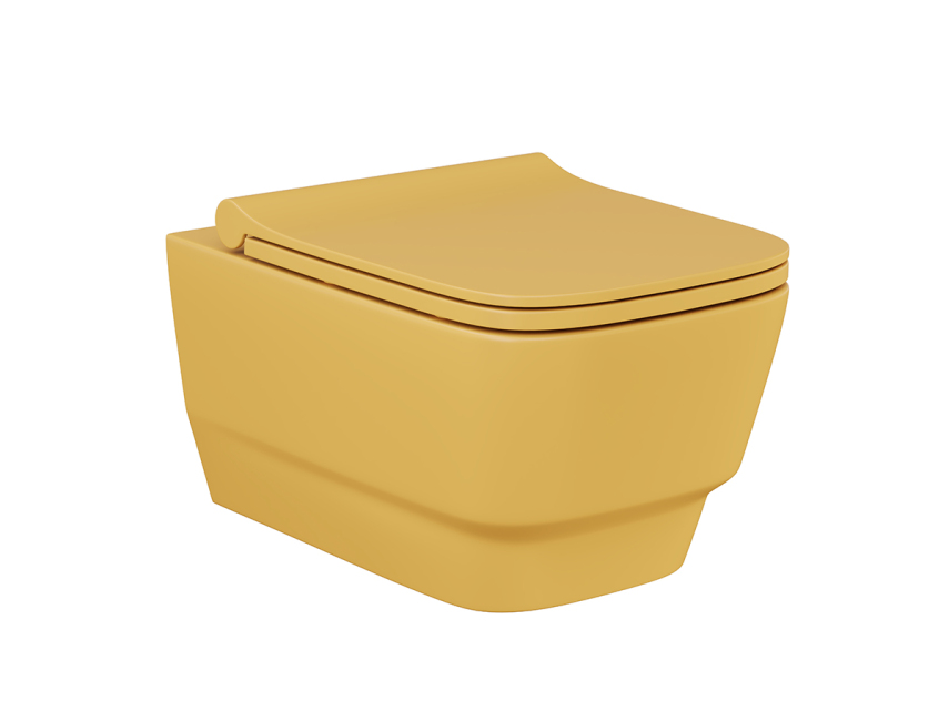 Lucco Bello Rimless Asma Klozet Mat Hardal Sarı 53 cm ( Klozet Kapağı Dahil ) - Lucco