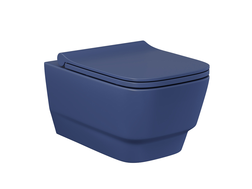 Lucco Bello Rimless Asma Klozet Mat Petrol Mavi 53 cm ( Klozet Kapağı Dahil ) - Lucco