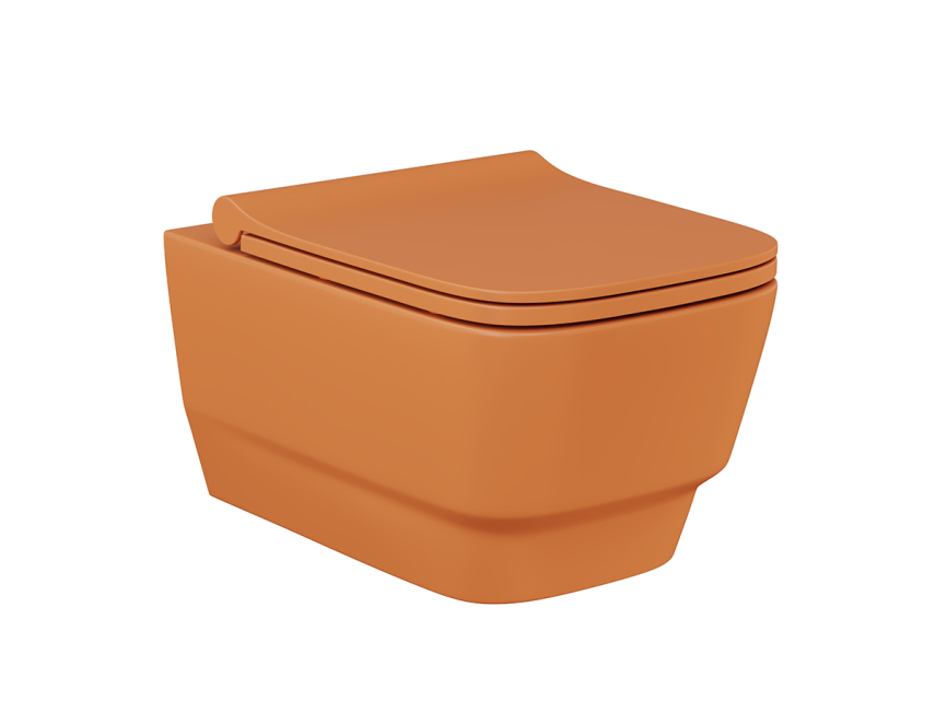 Lucco Bello Rimless Asma Klozet Mat Turuncu 53 cm ( Klozet Kapağı Dahil ) - Lucco