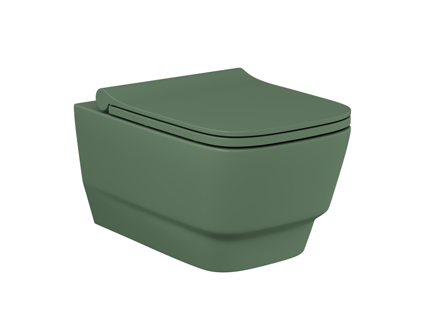 Lucco Bello Rimless Asma Klozet Mat Yeşil 53 cm ( Klozet Kapağı Dahil ) - Lucco