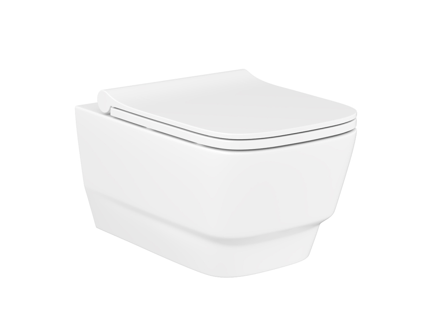Lucco Bello Rimless Asma Klozet Parlak Beyaz, 53 cm ( Klozet Kapağı Dahil ) - Lucco