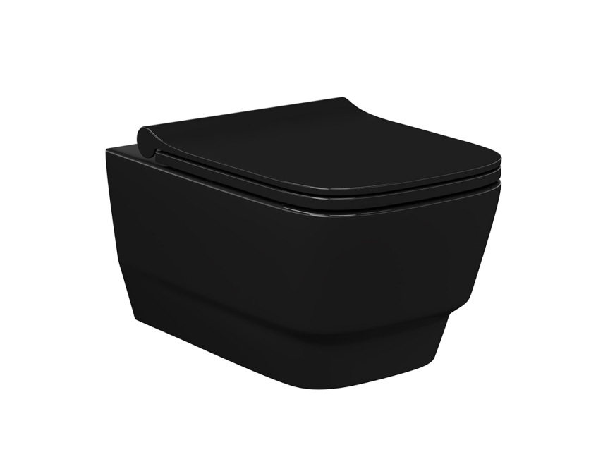 Lucco Bello Rimless Asma Klozet Parlak Siyah 53 cm ( Klozet Kapağı Dahil ) - Lucco