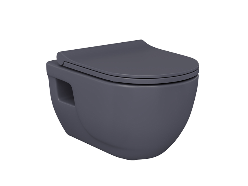 Lucco Brilla Rimless Asma Klozet Mat Antrasit, 53 cm ( Klozet Kapağı Dahil ) - Lucco