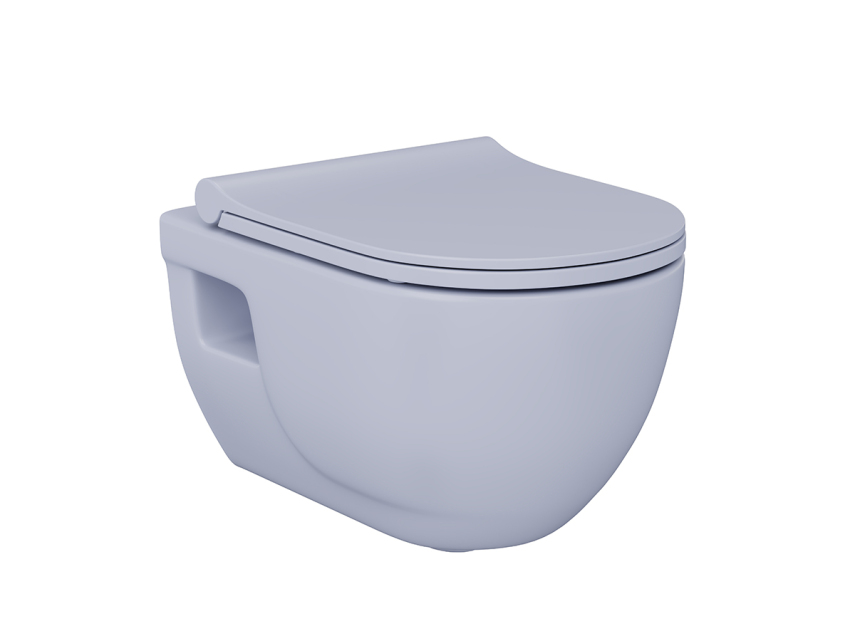 Lucco Brilla Rimless Asma Klozet Mat Buz Mavi, 53 cm ( Klozet Kapağı Dahil ) - Lucco