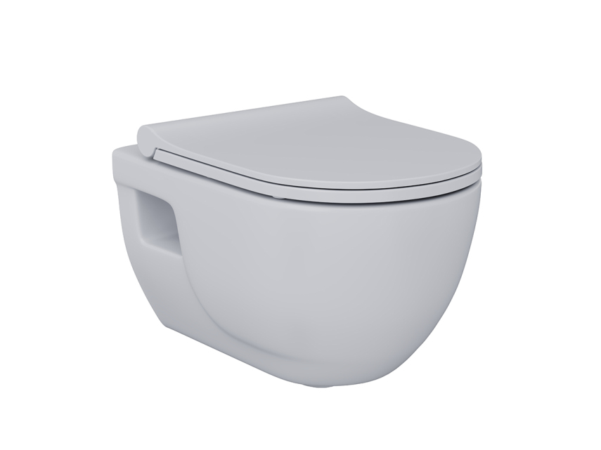 Lucco Brilla Rimless Asma Klozet Mat Gümüş Gri, 53 cm ( Klozet Kapağı Dahil ) - Lucco