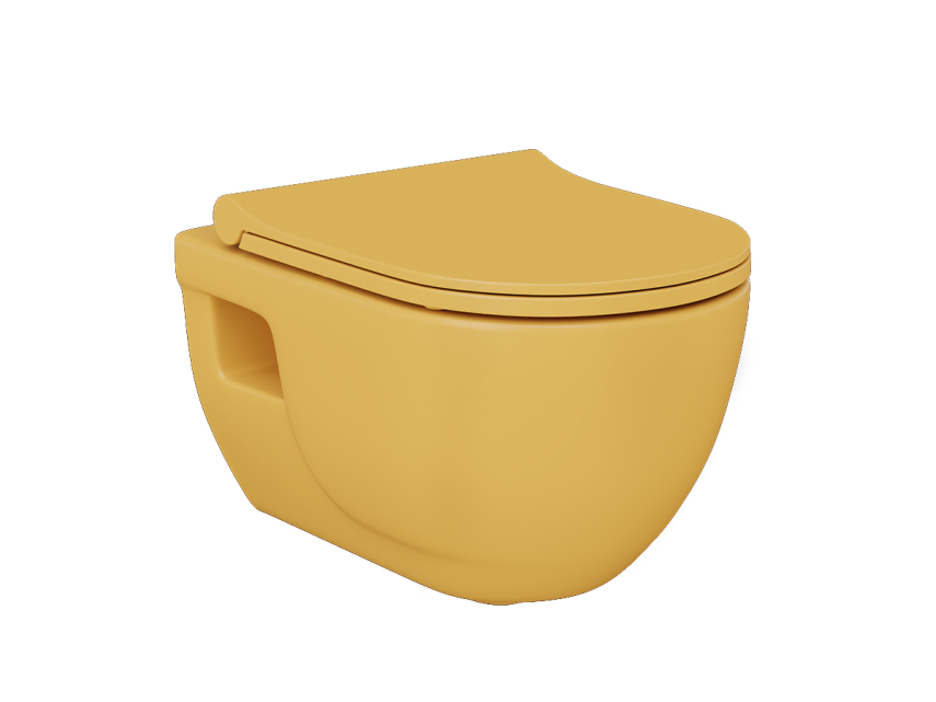 Lucco Brilla Rimless Asma Klozet Mat Hardal Sarı, 53 cm ( Klozet Kapağı Dahil ) - Lucco
