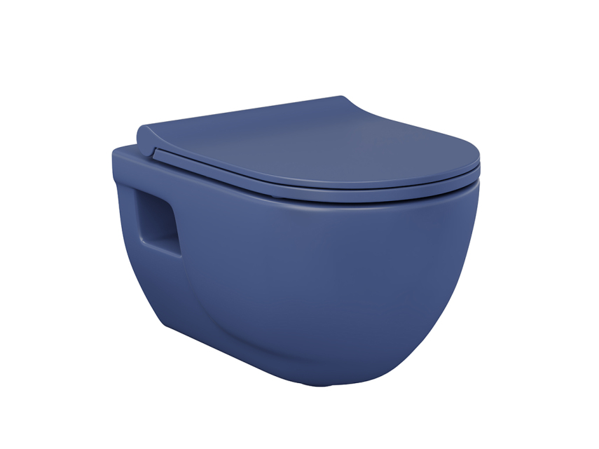 Lucco Brilla Rimless Asma Klozet Mat Petrol Mavi, 53 cm ( Klozet Kapağı Dahil ) - Lucco