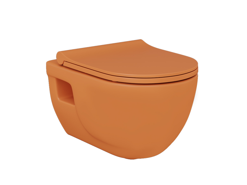 Lucco Brilla Rimless Asma Klozet Mat Turuncu, 53 cm ( Klozet Kapağı Dahil ) - Lucco