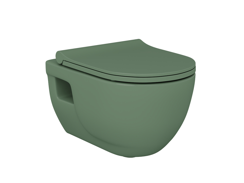Lucco Brilla Rimless Asma Klozet Mat Yeşil, 53 cm ( Klozet Kapağı Dahil ) - Lucco