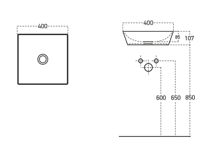 Lucco Decente Çanak Lavabo 40 cm, Parlak Siyah - 2