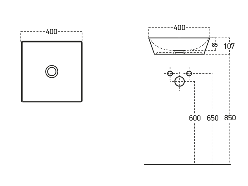 Lucco Decente Çanak Lavabo 40 cm, Parlak Siyah - Lucco (1)