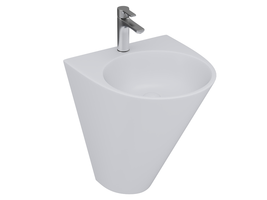 Lucco Garcia Asma Monoblok Lavabo 48 cm, Mat Gümüş Gri - Lucco