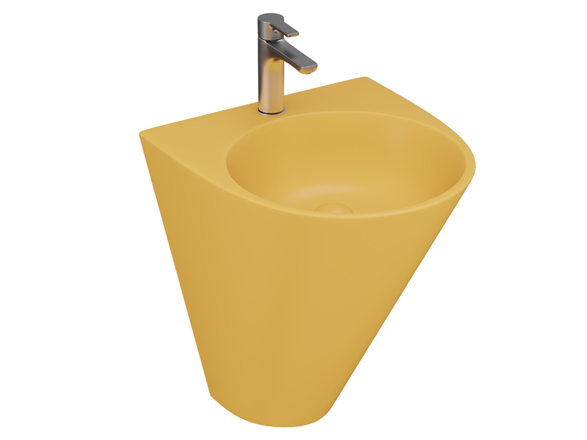 Lucco Garcia Asma Monoblok Lavabo 48 cm, Mat Hardal Sarı - Lucco