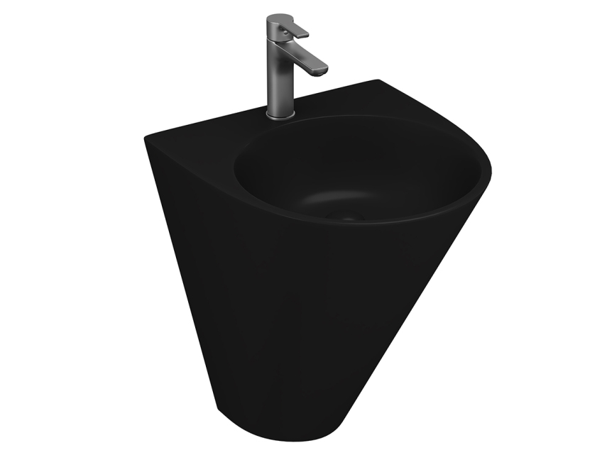 Lucco Garcia Asma Monoblok Lavabo 48 cm, Mat Siyah - Lucco
