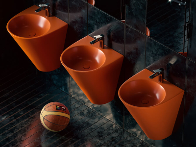 Lucco Garcia Asma Monoblok Lavabo 48 cm, Mat Turuncu - 2