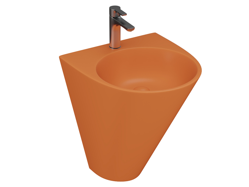 Lucco Garcia Asma Monoblok Lavabo 48 cm, Mat Turuncu - Lucco