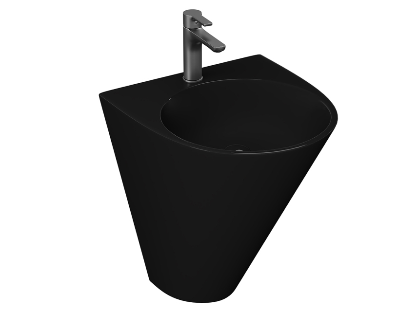 Lucco Garcia Asma Monoblok Lavabo 48 cm, Parlak Siyah - Lucco