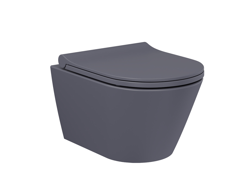 Lucco Gema Rimless Asma Klozet Mat Antrasit 49 cm ( Klozet Kapağı Dahil ) - Lucco