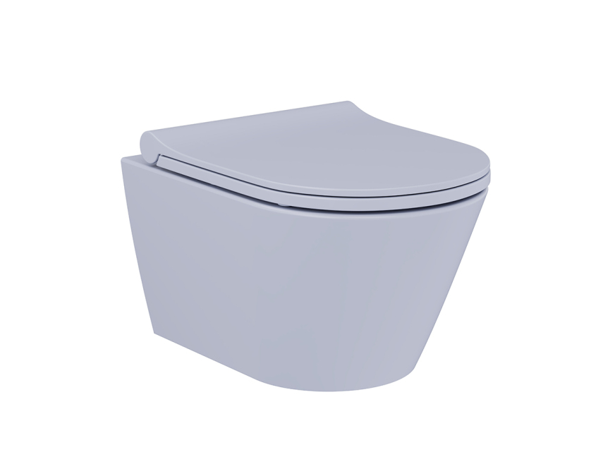 Lucco Gema Rimless Asma Klozet Mat Buz Mavi 49 cm ( Klozet Kapağı Dahil ) - Lucco